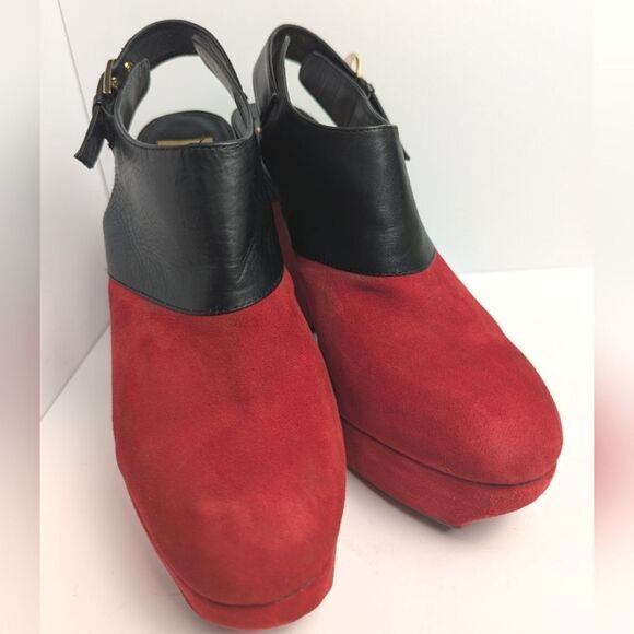 Dolce Vita Red & Black colorblock Platform Slingback block heels womens 10 - Picture 4 of 10